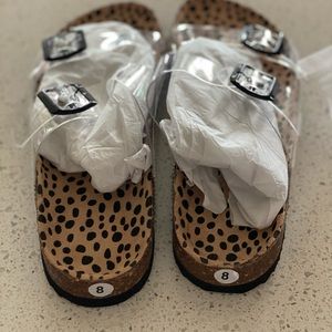 Leopard sandals clear strap